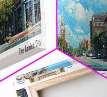 Carregar imagem no visualizador da galeria, Mobile Alabama Panoramic Framed Canvas Print, Watercolor City Art, Office Wall Decor, Travel Poster, Living Room Decor, City Print
