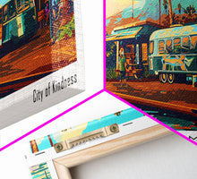 Carregar imagem no visualizador da galeria, Anaheim California Panoramic Wall Art Framed Canvas Print, Mid Century Modern Art, Pop Art Style, Travel Poster, Home Decor, Retro Style
