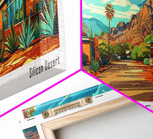 Cargar imagen en el visor de la galería, Chandler Arizona Panoramic Wall Art Framed Canvas Print, Mid Century Modern Art, Pop Art Style, Travel Poster, Home Decor, Retro Style
