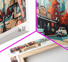 Carregar imagem no visualizador da galeria, Arlington Texas Panoramic Wall Art, Mid Century Modern Framed Canvas Print, Retro Pop Art Travel Poster, Office Wall Art, Living Room Decor
