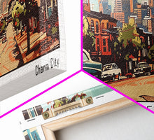Carregar imagem no visualizador da galeria, Baltimore Maryland Panoramic Painting, Mid Century Modern Framed Canvas Print, Retro Pop Art Travel Poster, Wall Decor, Home Decor, Wall Hanging

