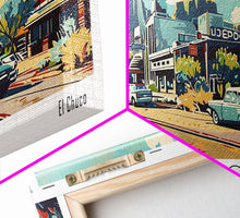 Load image into Gallery viewer, El Paso Texas Panoramic Wall Art, Retro Pop Art Framed Canvas Print, Mid Century Modern Travel Poster, Living Room Decor, Office Wall Art
