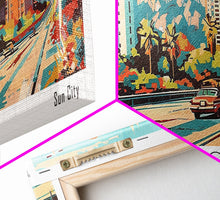 Load image into Gallery viewer, El Paso Texas Panoramic Wall Art, Retro Pop Art Framed Canvas Print, Mid Century Modern Travel Poster, Living Room Decor, Office Wall Art
