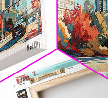 Load image into Gallery viewer, Madison Wisconsin Panoramic Painting, Mid Century Modern Framed Canvas Print, Retro Pop Art Travel Poster, Wall Art, Home Decor, Office Wall Art, Living Room Decor
