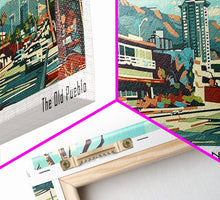 Cargar imagen en el visor de la galería, Tucson Arizona Panoramic Wall Art, Mid Century Modern Framed Canvas Print, Retro Pop Art Travel Poster, Living Room and Office Decor
