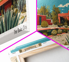 Carregar imagem no visualizador da galeria, Albuquerque New Mexico Panoramic Painting, Mid Century Modern Framed Canvas Print, Retro Pop Art Travel Poster, Home Decor, City Print
