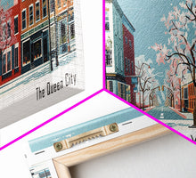 Carregar imagem no visualizador da galeria, Allentown Pennsylvania Panoramic Painting, Mid Century Modern Framed Canvas Print, Retro Pop Art Travel Poster, Office Art, City Print
