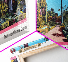 Carregar imagem no visualizador da galeria, Anaheim California Panoramic Painting, Mid Century Modern Framed Canvas Print, Retro Pop Art Travel Poster, Home Decor, City Art
