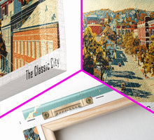Carregar imagem no visualizador da galeria, Athens Georgia Panoramic Painting, Mid Century Modern Framed Canvas Print, Retro Pop Art Travel Poster, Living Room Wall Art Decor, City Print
