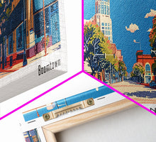 Carregar imagem no visualizador da galeria, Beaumont Texas Panoramic Painting, Mid Century Modern Framed Canvas Print, Retro Pop Art Travel Poster, Living Room Wall Art, City Print
