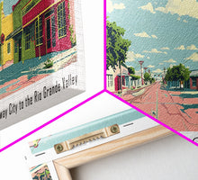 Load image into Gallery viewer, Edinburg Texas Panoramic Wall Art, Mid Century Modern Framed Canvas Print, Retro Pop Art Travel Poster, City Office Art, Living Room Decor
