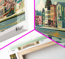 Carregar imagem no visualizador da galeria, Everett Washington Panoramic Painting, Mid Century Modern Framed Canvas Print, Retro Pop Art Travel Poster, Home Wall Decor
