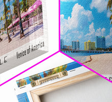 Carregar imagem no visualizador da galeria, Fort Lauderdale Florida Panoramic Painting, Mid Century Modern Framed Canvas Print, Retro Pop Art Travel Poster, City Wall Art
