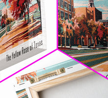 Carregar imagem no visualizador da galeria, Amarillo Texas Panoramic Painting, Framed Canvas Print, Mid Century Modern Wall Art, Retro Pop Art Travel Poster, Home Decor, City Art

