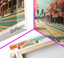 Carregar imagem no visualizador da galeria, Anaheim California Panoramic Painting, Framed Canvas Print, Mid Century Modern Wall Art, Retro Pop Art Travel Poster, Office Decor, City Art

