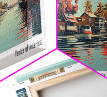 Carregar imagem no visualizador da galeria, Cape Coral Florida Panoramic Painting, Framed Canvas Print, Mid Century Modern Wall Art, Retro Pop Art Travel Poster, Home Decor, City Art
