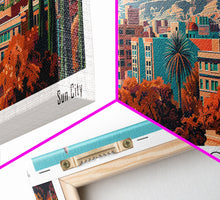 Load image into Gallery viewer, El Paso Texas Panoramic Painting, Framed Canvas Print, Mid Century Modern Wall Art, Retro Pop Art Travel Poster, Home Decor, City Art
