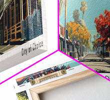 Load image into Gallery viewer, Escondido California Panoramic Painting, Framed Canvas Print, Mid Century Modern Wall Art, Retro Pop Art Travel Poster, Living Room Decor, City Art
