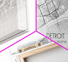 Load image into Gallery viewer, Detroit Street Map, Michigan Map, Map Print, Minimalist Art, Wall Art, Canvas Art, Office, Apartment Décor, Poker Room Décor, Fun Wall Art
