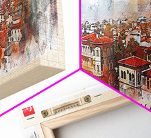 Carregar imagem no visualizador da galeria, Antalya Turkey Panoramic Travel Poster, Framed Canvas Print or Metal Wall Art, Travel Art, Home Decor, Panoramic Painting, Midcentury Art
