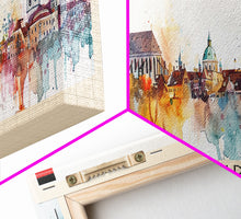 Carregar imagem no visualizador da galeria, Augsburg Germany Panoramic Travel Poster, Framed Canvas Print or Metal Wall Art, Travel Art, Home Decor, Panoramic Painting, Midcentury Art
