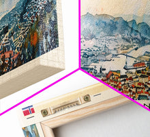 Load image into Gallery viewer, Bergen Norway Wall Art, Panoramic Travel Poster, Panoramic Framed Canvas Print, City Wall Art, Wall Hanging Home Decor, Travel Art
