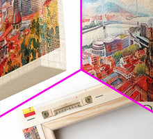 Cargar imagen en el visor de la galería, Bilbao Spain Wall Art, Panoramic Travel Poster, Panoramic Framed Canvas Print, City Wall Art, Wall Hanging Home Decor, Travel Art
