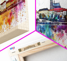 Load image into Gallery viewer, Bratislava Slovakia Wall Art, Panoramic Travel Poster, Panoramic Framed Canvas Print, City Wall Art, Wall Hanging Home Decor, Travel Art
