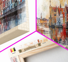 Carregar imagem no visualizador da galeria, Bruges Belgium Travel Art, City Art, Framed Canvas Print or Metal Wall Art, Europe Travel Poster, Panoramic Wall Art, Extra Wide Wall Art
