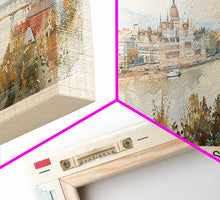 Carregar imagem no visualizador da galeria, Budapest Hungary Travel Art, City Art, Framed Canvas Print or Metal Wall Art, Europe Travel Poster, Panoramic Wall Art, Extra Wide Wall Art
