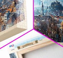 Cargar imagen en el visor de la galería, Celje Slovenia Panoramic Travel Poster, Framed Canvas Print or Metal Wall Art, Travel Art, Home Decor, Panoramic Painting, Midcentury Art
