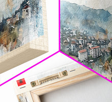 Load image into Gallery viewer, Elbasan Albania Travel Print Wall Art, Panoramic City Art, Travel Art, Wall Decor, Vacation Gift, Framed Canvas Print Or Metal Art
