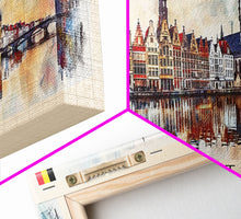 Load image into Gallery viewer, Ghent Belgium Wall Art, Panoramic Travel Poster, Panoramic Framed Canvas Print, City Wall Art, Wall Hanging Home Decor, Travel Art

