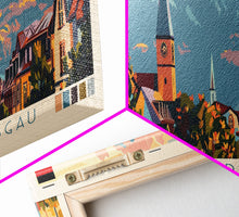 Load image into Gallery viewer, Freiburg Germany Panoramic Travel Poster, Framed Canvas Print or Metal Wall Art, Travel Art, Home Decor, Panoramic Painting, Midcentury Art
