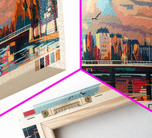 Carregar imagem no visualizador da galeria, Almere Netherlands Panoramic Travel Poster, Framed Canvas Print or Metal Wall Art, Travel Art, Home Decor, Panoramic Painting, Midcentury Art
