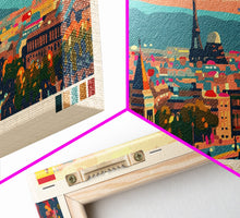 Load image into Gallery viewer, Barcelona Spain Travel Print Wall Art, Panoramic City Art, Travel Art, Wall Decor, Vacation Gift, Framed Canvas Print Or Metal Art
