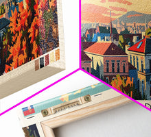 Cargar imagen en el visor de la galería, Belgrade Serbia Panoramic Travel Poster, Framed Canvas Print or Metal Wall Art, Travel Art, Home Decor, Panoramic Painting, Midcentury Art
