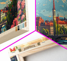 Load image into Gallery viewer, Bern Switzerland Travel Art, City Art, Framed Canvas Print or Metal Wall Art, Europe Travel Poster, Panoramic Wall Art, Extra Wide Wall Art

