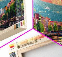 Cargar imagen en el visor de la galería, Bilbao Spain Wall Art, Panoramic Travel Poster, Panoramic Framed Canvas Print, City Wall Art, Wall Hanging Home Decor, Travel Art
