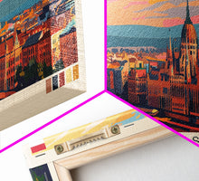 Carregar imagem no visualizador da galeria, Budapest Hungary Travel Art, City Art, Framed Canvas Print or Metal Wall Art, Europe Travel Poster, Panoramic Wall Art, Extra Wide Wall Art
