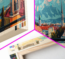 Cargar imagen en el visor de la galería, Celje Slovenia Panoramic Travel Poster, Framed Canvas Print or Metal Wall Art, Travel Art, Home Decor, Panoramic Painting, Midcentury Art
