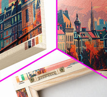 Load image into Gallery viewer, Cork Ireland Panoramic Travel Poster, Framed Canvas Print or Metal Wall Art, Travel Art, Home Decor, Panoramic Painting, Midcentury Art
