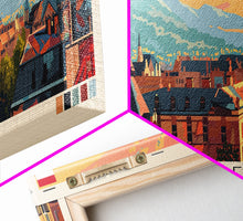 Load image into Gallery viewer, Debrecen Hungary Panoramic Travel Poster, Framed Canvas Print or Metal Wall Art, Travel Art, Home Decor, Panoramic Painting, Midcentury Art
