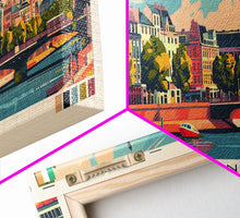 Load image into Gallery viewer, Dublin Ireland Panoramic Travel Poster, Framed Canvas Print or Metal Wall Art, Travel Art, Home Decor, Panoramic Painting, Midcentury Art
