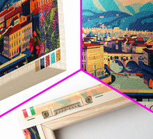 Carregar imagem no visualizador da galeria, Florence Italy Panoramic Travel Poster, Framed Canvas Print or Metal Wall Art, Travel Art, Home Decor, Panoramic Painting, Midcentury Art
