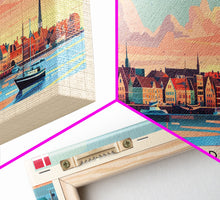 Carregar imagem no visualizador da galeria, Aalborg Denmark Wall Art, Panoramic Travel Poster, Panoramic Framed Canvas Print, City Wall Art, Wall Hanging Home Decor, Travel Art
