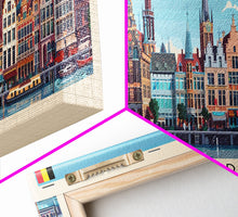 Carregar imagem no visualizador da galeria, Antwerp Belgium Wall Art, Panoramic Travel Poster, Panoramic Framed Canvas Print, City Wall Art, Wall Hanging Home Decor, Travel Art
