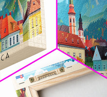 Load image into Gallery viewer, Banska Bystrica Wall Art, Panoramic Travel Poster, Panoramic Framed Canvas Print, City Wall Art, Wall Hanging Home Decor, Travel Art
