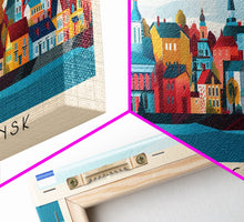 Load image into Gallery viewer, Blagoveshchensk Russia Travel Art, City Art, Framed Canvas Print or Metal Wall Art, Europe Travel Poster, Panoramic Wall Art, Extra Wide Wall Art
