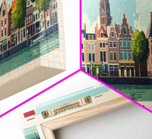 Load image into Gallery viewer, Breda Netherlands Panoramic Travel Poster, Framed Canvas Print or Metal Wall Art, Travel Art, Home Decor, Panoramic Painting, Midcentury Art
